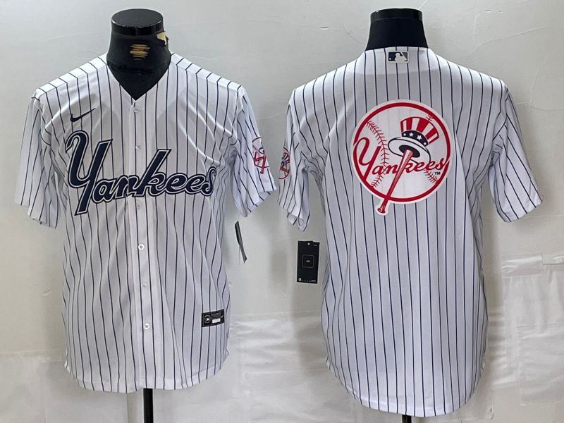 Men New York Yankees Blank White stripe Three generations joint names Nike 2024 MLB Jersey style 16